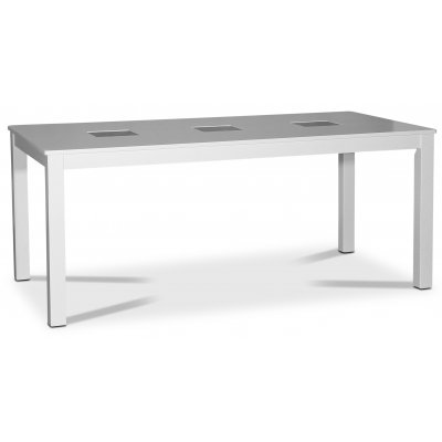 Matbord Milla 180x90 cm - Vitt med svarta glasplattor