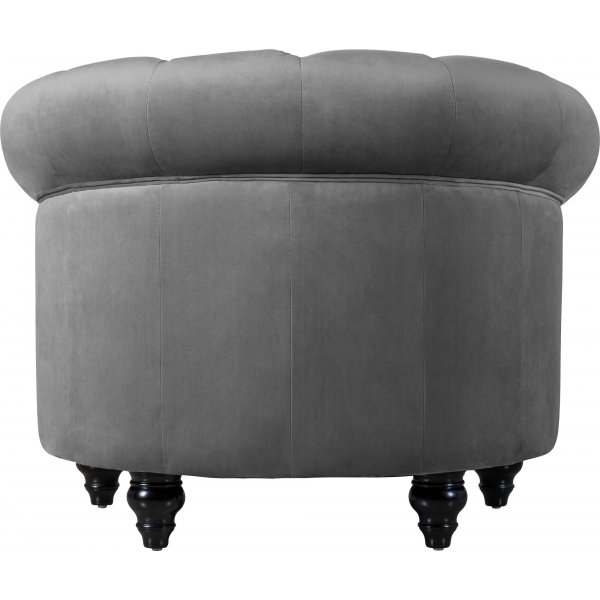 Fåtölj chesterfield grå sammet Royal + Fläckborttagare för möbler Fåtölj chesterfield grå sammet Royal + Fläckborttagare för möbler