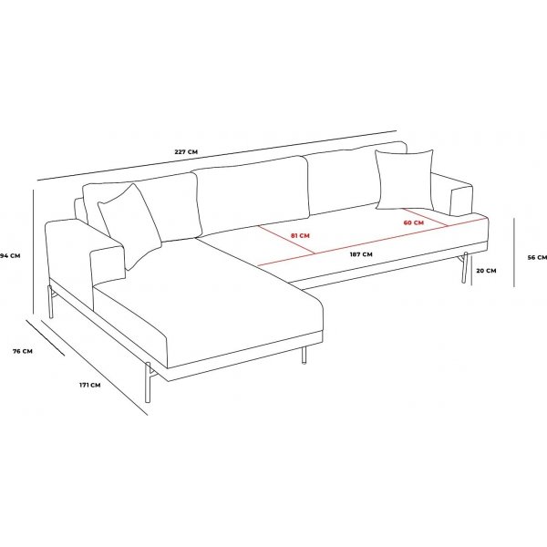 Liva divansoffa höger - Grå Liva divansoffa höger - Grå
