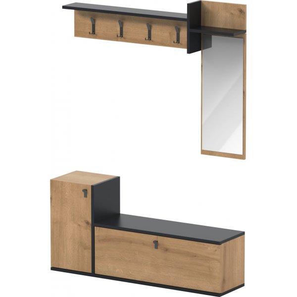Ruby hallmöbel - Antracit/ek Ruby hallmöbel - Antracit/ek