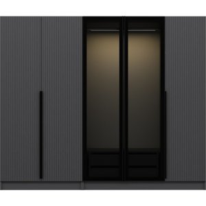 Armoire Cikani avec porte vitre, 225x52x210 cm - Anthracite/fume