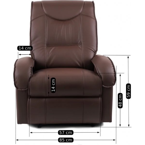 Jacqueline reclinerfåtölj i brunt ekoläder Jacqueline reclinerfåtölj i brunt ekoläder