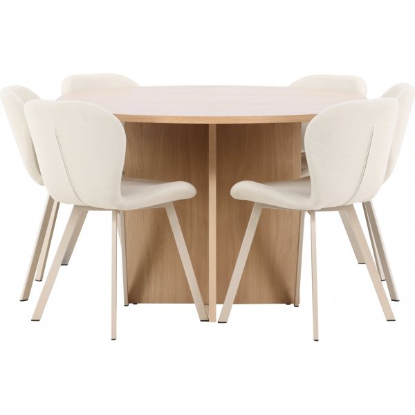 Matbord Strada med 6 st Lilja stolar - Beige/whitewash Matbord Strada med 6 st Lilja stolar - Beige/whitewash