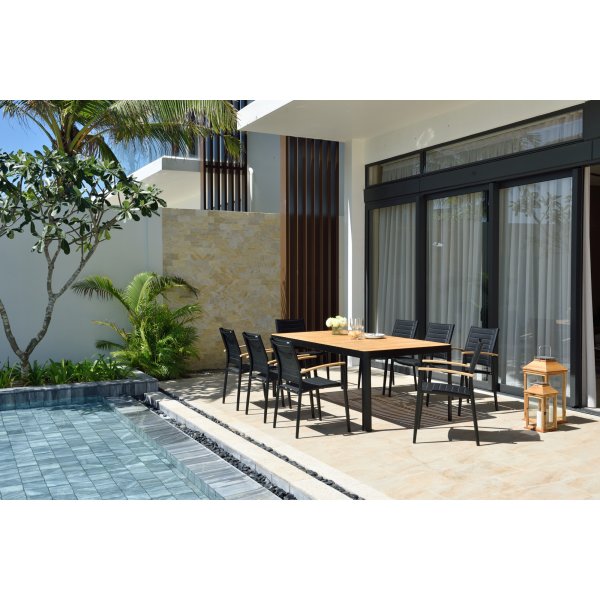 Groupe de repas Portals 19 - Noir/teck Groupe de repas Portals 19 - Noir/teck