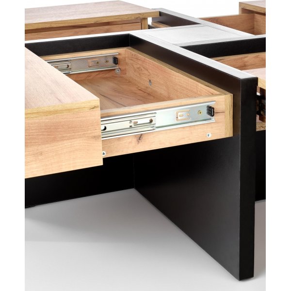 Alcazar soffbord 100 x 100 cm - Ek/svart