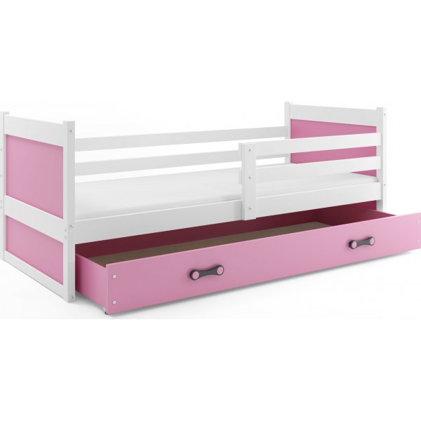 Juniorsng rhus med frvaringslda 90 cm - Vit/Rosa