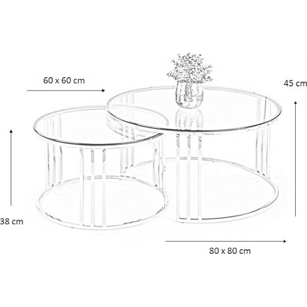 Table basse Verado Ø60/80 cm - Verre fumé/chrome Table basse Verado Ø60/80 cm - Verre fumé/chrome
