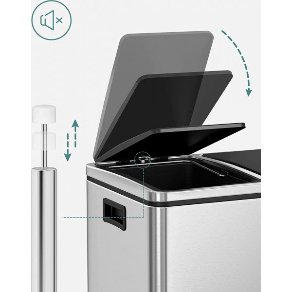 Poubelle Daloa 54 l - Argent/noir Poubelle Daloa 54 l - Argent/noir