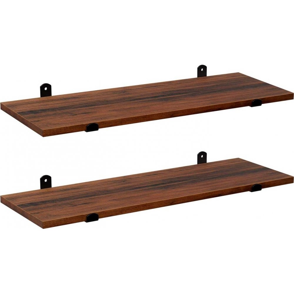 Vägghylla 2-pack brun - Vägghyllor