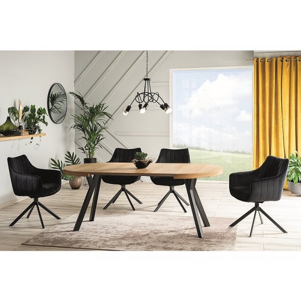 Table  manger Domingo 100-250 cm - Chne/noir