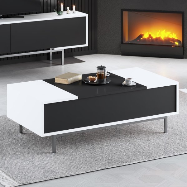 Table basse Force - Noir/blanc/argent Table basse Force - Noir/blanc/argent