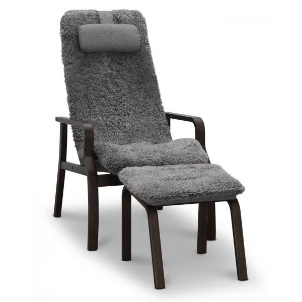 Frank frskinnsftlj med fotpall + Mbeltassar