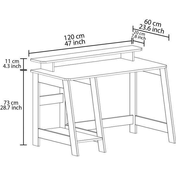 Country skrivbord 120 x 60 cm - Grå Country skrivbord 120 x 60 cm - Grå