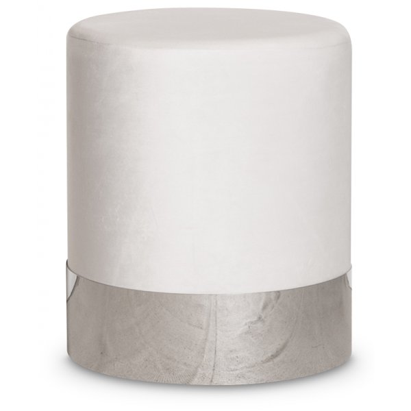 Rund sittpuff cylinderformad - Vit (Sammet) / Krom