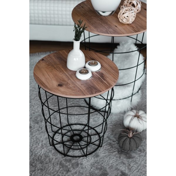 Ensemble table basse Axel - Pin/noir Ensemble table basse Axel - Pin/noir