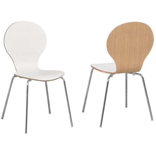 Fusion stol stapelbar - Vit HPL-laminat ek/krom