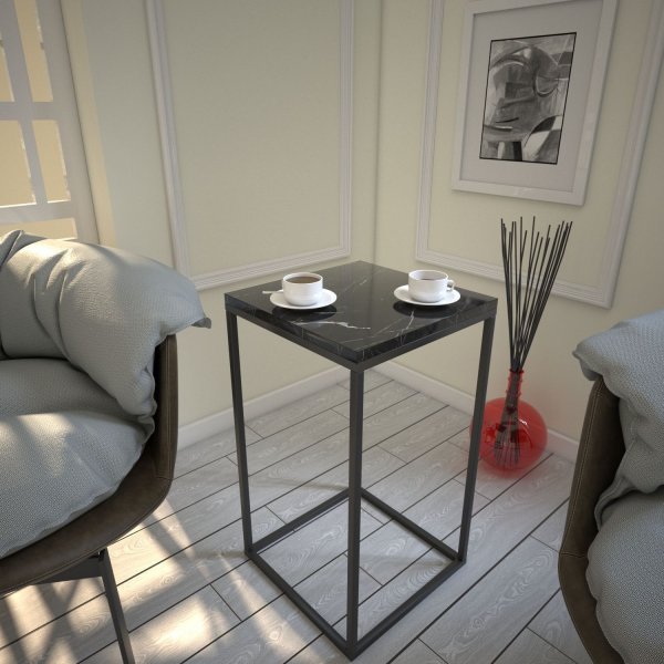 Pure bijzettafel 35 x 35 cm - Zwart/wit