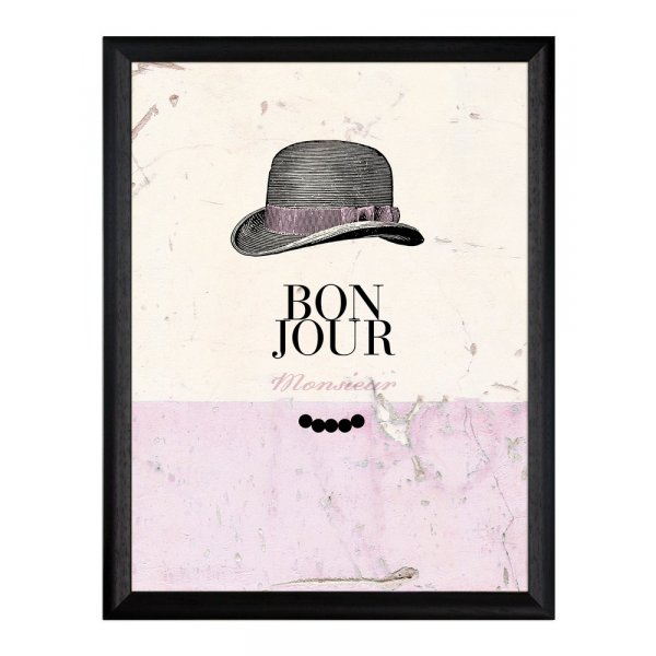 Tavla \\\"Bon Jour\\\" - Svart ram