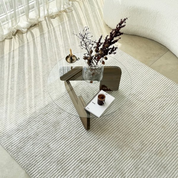 Mia soffbord 75 cm - Valnt/klarglas