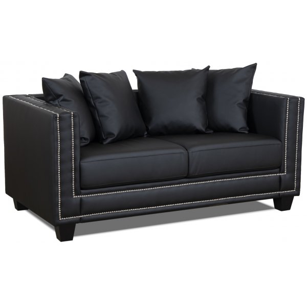 Tempel 2-sits soffa med nitar - Svart konstlder