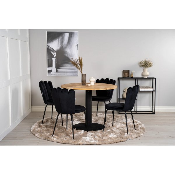 Regald matbord 100 cm - Teak/svart