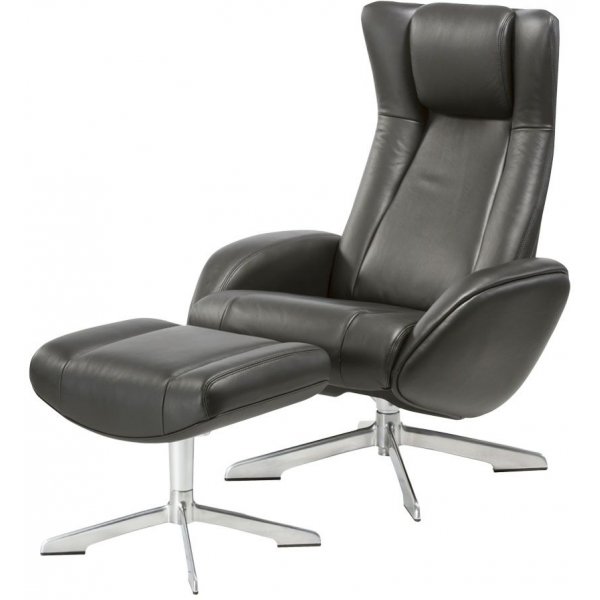 Fauteuil Riga avec repose-pieds - Noir Fauteuil Riga avec repose-pieds - Noir