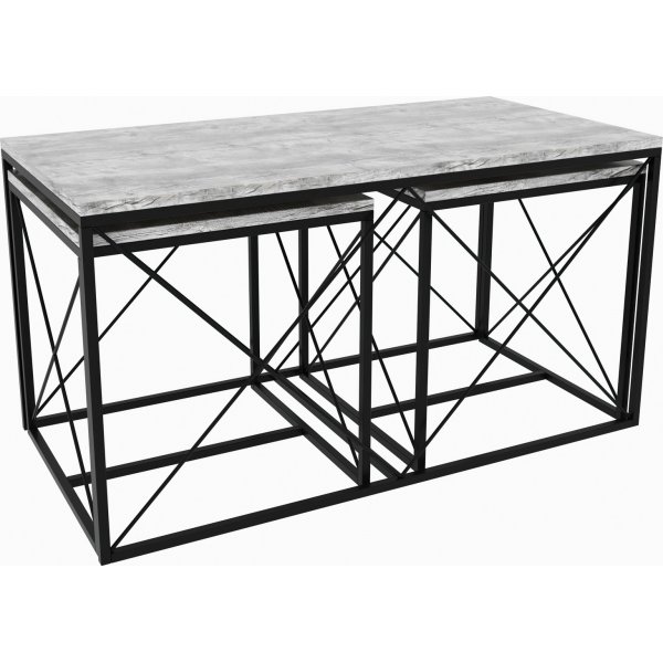 Ravina salontafel 45/100 x 45/50 cm - Lichtgrijs/zwart Ravina salontafel 45/100 x 45/50 cm - Lichtgrijs/zwart