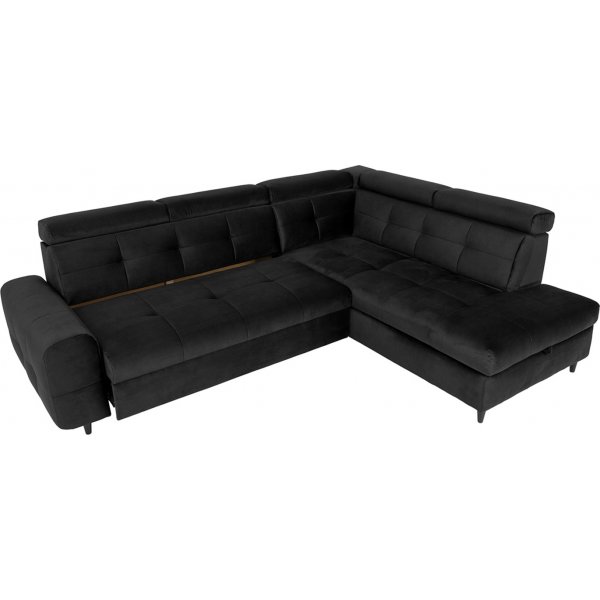 Canapé-lit d\\\'angle Matras avec bout ouvert à droite - Noir Canapé-lit d\\\'angle Matras avec bout ouvert à droite - Noir