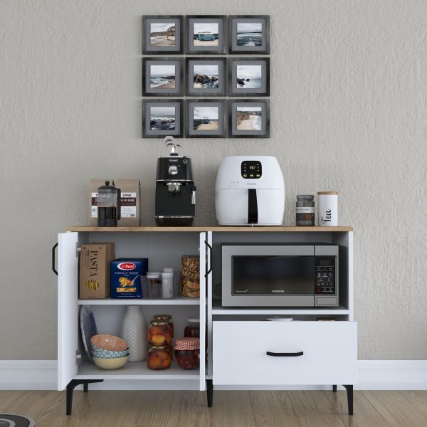 Meuble de cuisine Jericho 161 - Blanc/noyer Meuble de cuisine Jericho 161 - Blanc/noyer