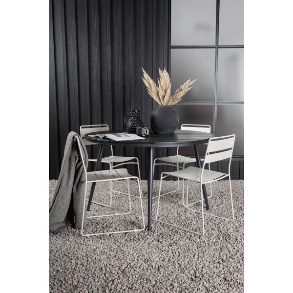 Break utematgrupp med 4 st Lina stolar - Beige/Svart Break utematgrupp med 4 st Lina stolar - Beige/Svart