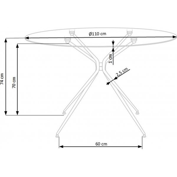 Capo ronde eettafel met gouden poten 110 cm