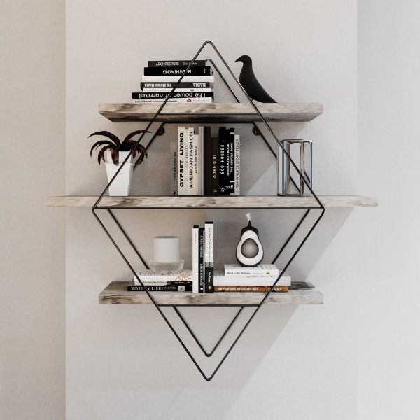 Etagère murale Dekoryum Chêne/noir Etagère murale Dekoryum Chêne/noir