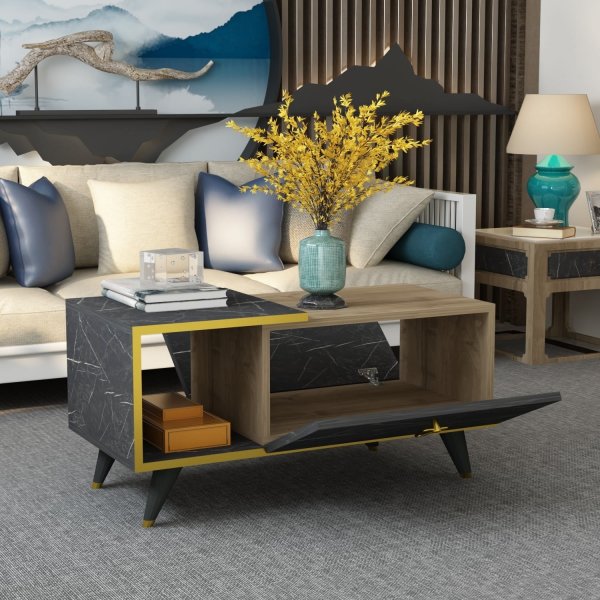 Engel soffbord 90 x 40 cm - Valnöt/marmor Engel soffbord 90 x 40 cm - Valnöt/marmor