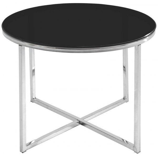 Irving runt sidobord - Krom/Svart glas