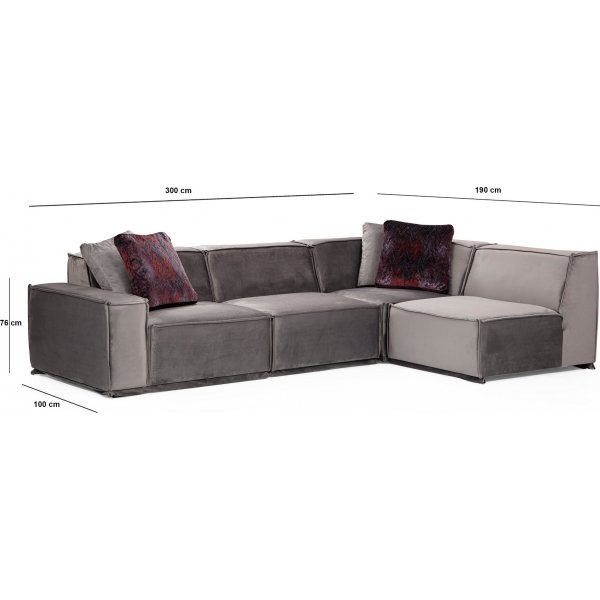 Canap d'angle Lego 190 cm droite - Gris