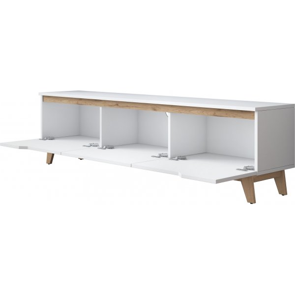 Banc multimdia Duno Blanc/noyer