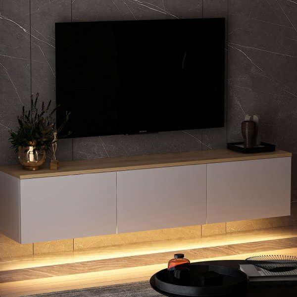 Banc multimdia non avec clairage LED - Blanc/chne