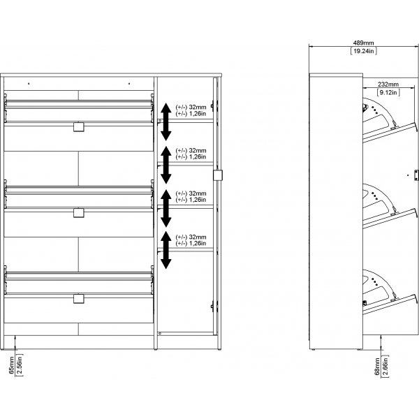 Meuble à chaussures avec porte et 3 compartiments - Chêne/blanc Meuble à chaussures avec porte et 3 compartiments - Chêne/blanc
