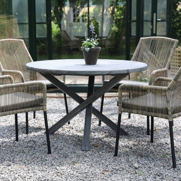 Scottsdale utebord Ø112 cm - Shabby Chic Grå Scottsdale utebord Ø112 cm - Shabby Chic Grå