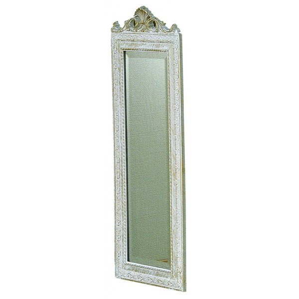 Renssans silvrig spegel med krn 130x50 cm