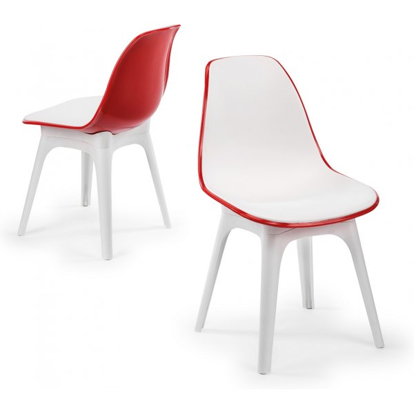 Chaise de salle à manger Eos 2-pack - Rouge/blanc Chaise de salle à manger Eos 2-pack - Rouge/blanc