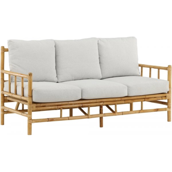 Canapé 3 places Canne - Gris clair/Naturel Canapé 3 places Canne - Gris clair/Naturel