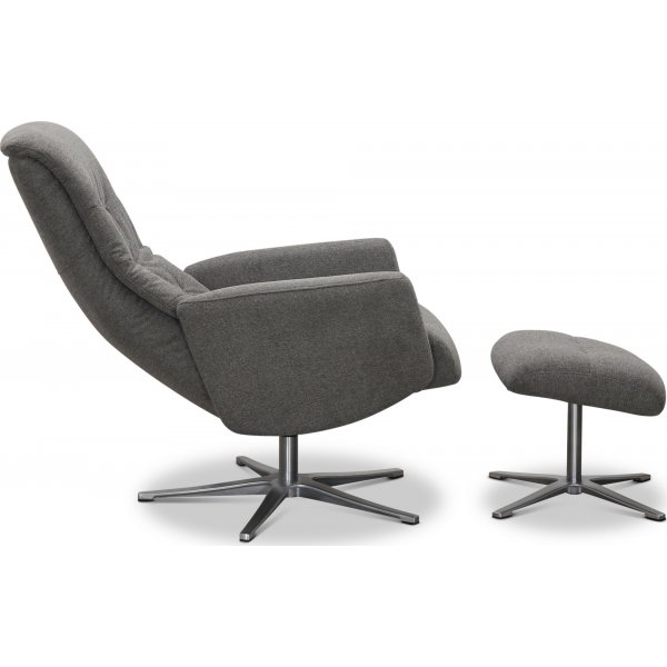 Paris fåtölj med pall - Grå tyg Paris fåtölj med pall - Grå tyg