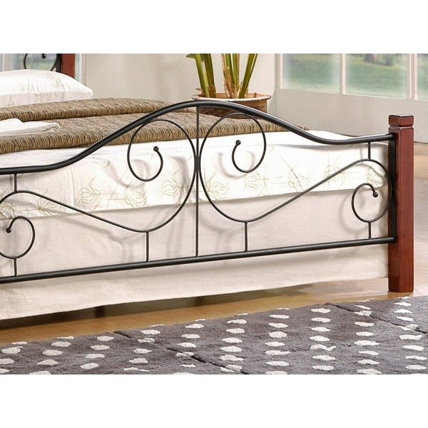 Litzy bedframe 140x200 cm - Antiek kersen/zwart