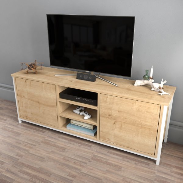 Banc multimédia Otis - Blanc/chêne Banc multimédia Otis - Blanc/chêne
