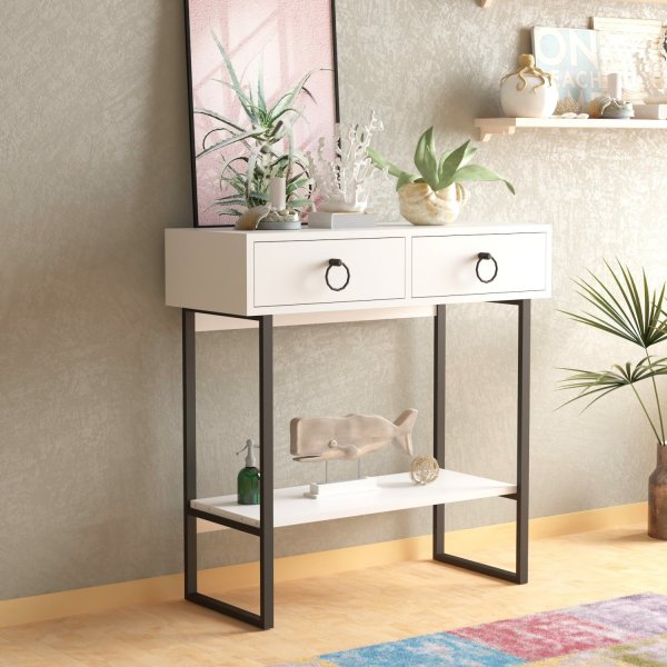 Valery avlastningsbord 90 x 35,3 cm - Vit/svart
