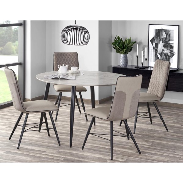 Belagio matbord runt 120 cm - Vit marmor/svart Belagio matbord runt 120 cm - Vit marmor/svart