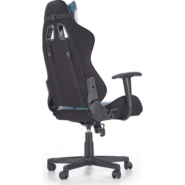 Chaise de bureau / chaise de jeu Sabella - Bleu/blanc