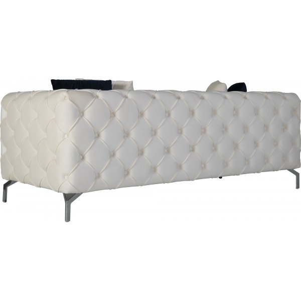 Como 2-zitsbank in beige fluweel met knopen + Textielreiniging voor meubels Como 2-zitsbank in beige fluweel met knopen + Textielreiniging voor meubels