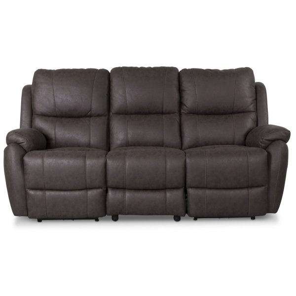 Boston reclinersoffa - 3-sits (el) i mrkbrunt microfibertyg